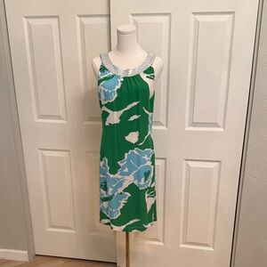 Tory Burch Green and Blue Floral Mini Dress